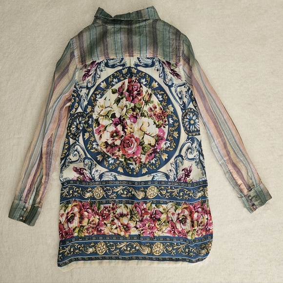 NEW Aratta Multicolor Shirt Size S Stripes Bohemian Leightweight Whimsigoth - Picture 13 of 14